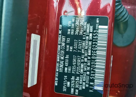 2014 Hyundai Santa Fe Sport из США, поврежденный, VIN 5XYZU3LB9EG231653